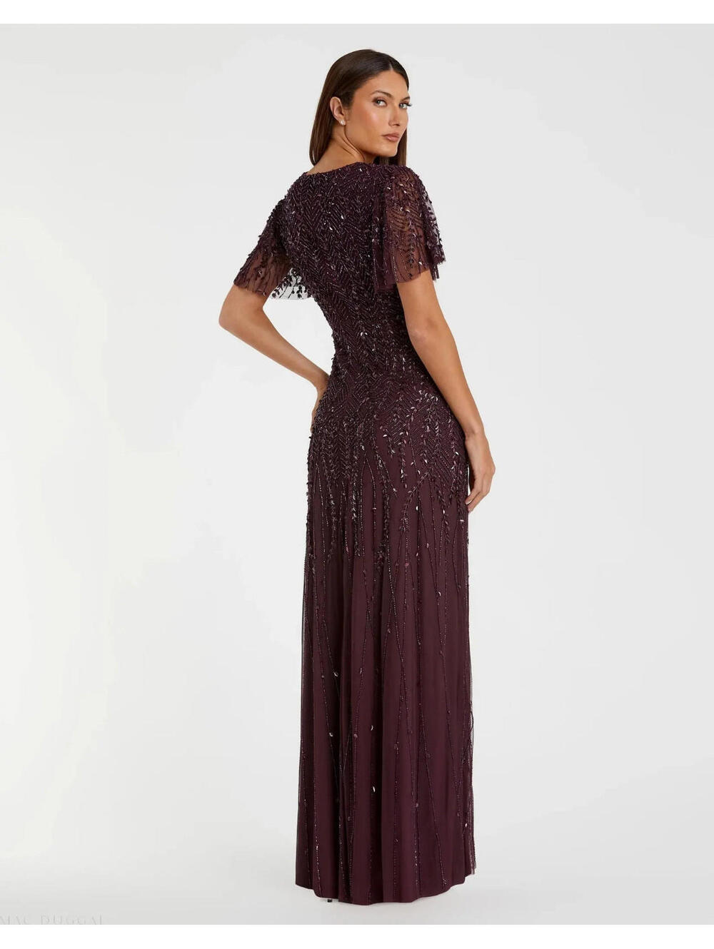 NWT $698 MAC DUGGAL 35109 Embellished Flutter Evening Gown Formal Dress Size 18 - Picture 3 of 9